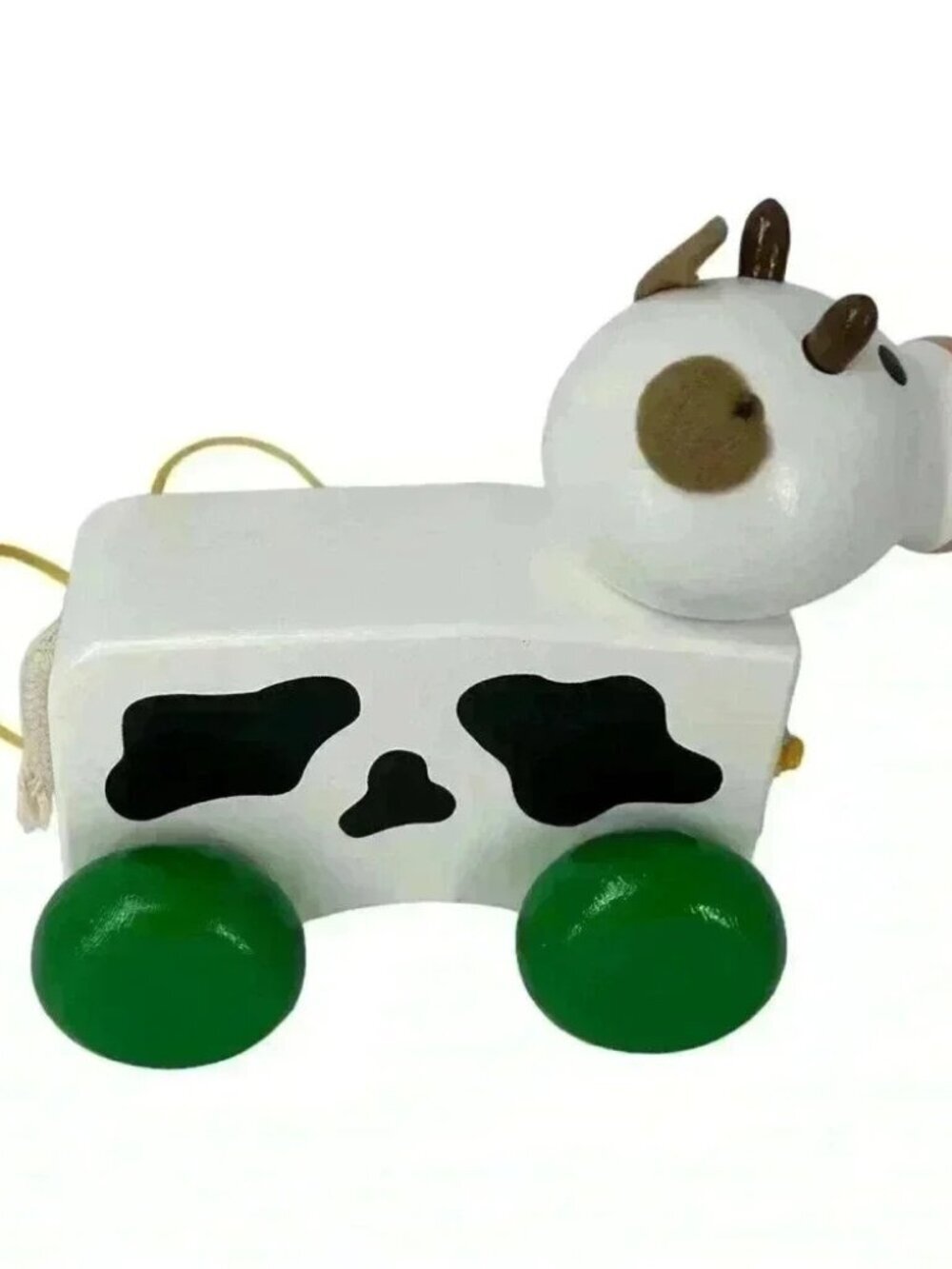 Wooden Cow Pull Along Toy Hand Painted Made in Europe New - Picture 10 of 10